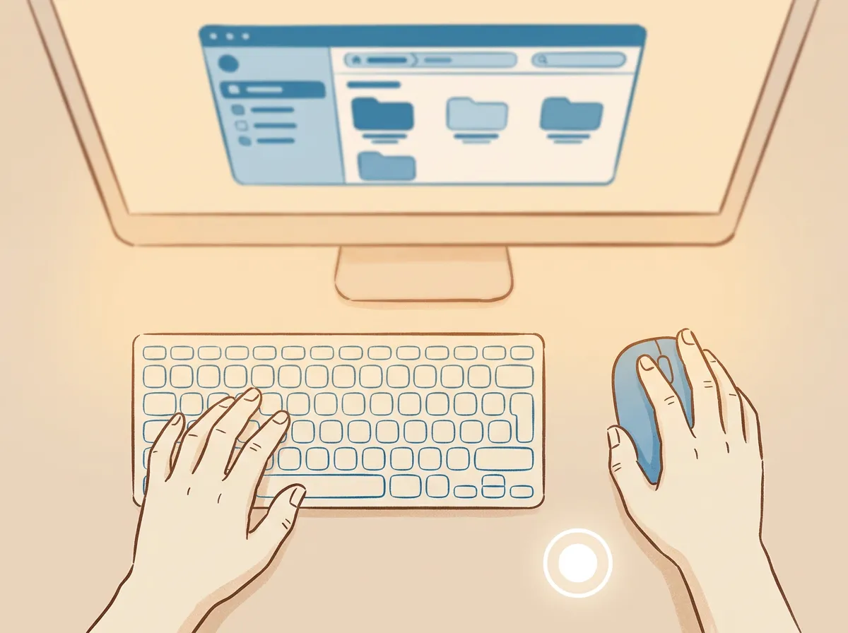 Person at Mac keyboard starting a screen recording of a desktop application